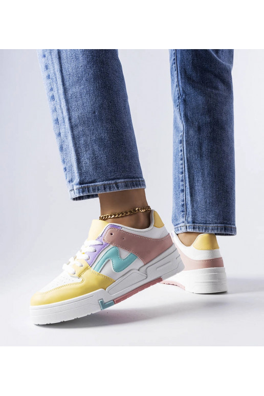 Różowo-żółte buty na grubszej...