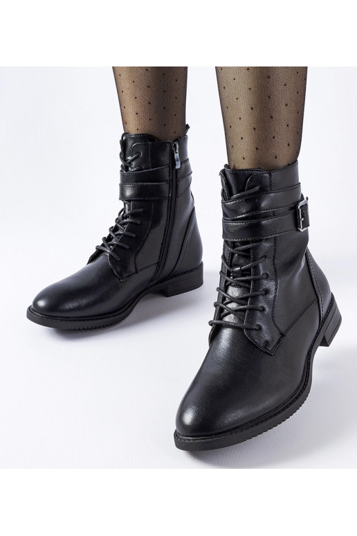 Black wedge heeled boots Etylioo
