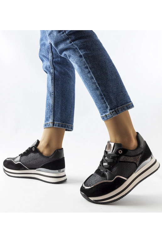 Czarne błyszczące sneakersy Enola