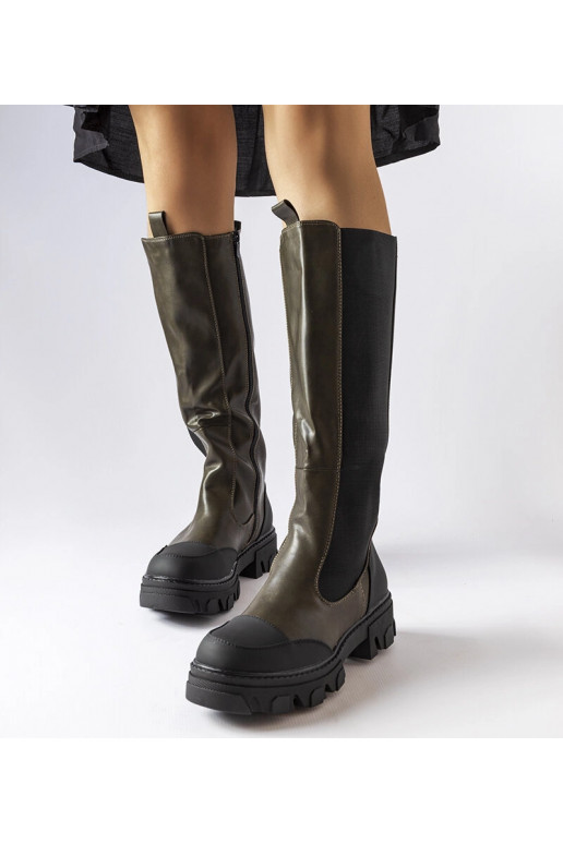 Black patent leather insulated boots...