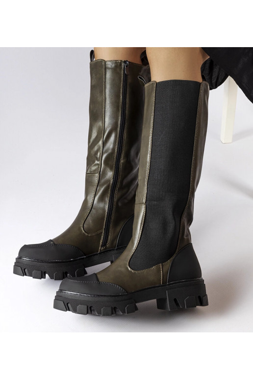 Black patent leather insulated boots...