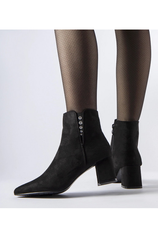 Czarne botki z eko-zamszu na słupku...