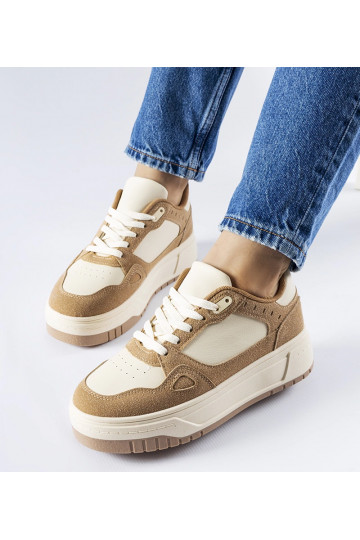 Beżowo-białe sneakersy na...