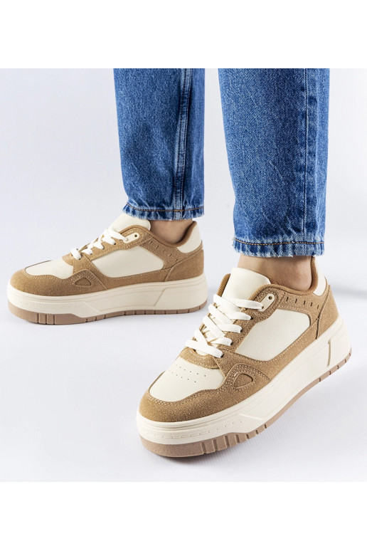 Beżowo-białe sneakersy na platformie...