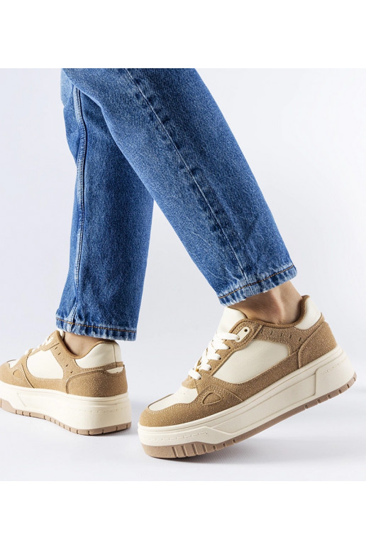 Beżowo-białe sneakersy na platformie...