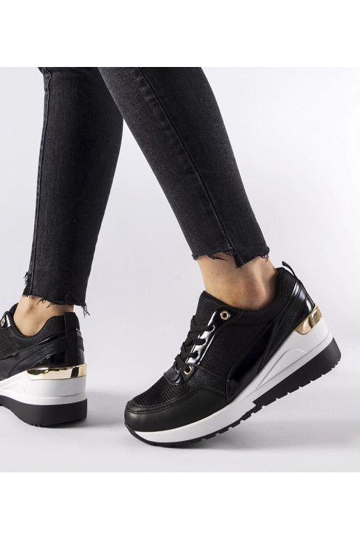 Czarne sneakersy na koturnie Gauvin