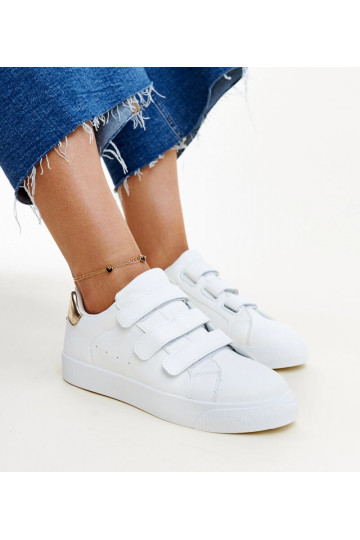 Biało-złote sneakersy na...
