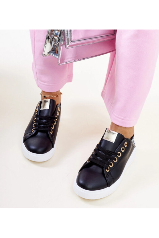 Czarne sneakersy z cyrkoniami Antonietta