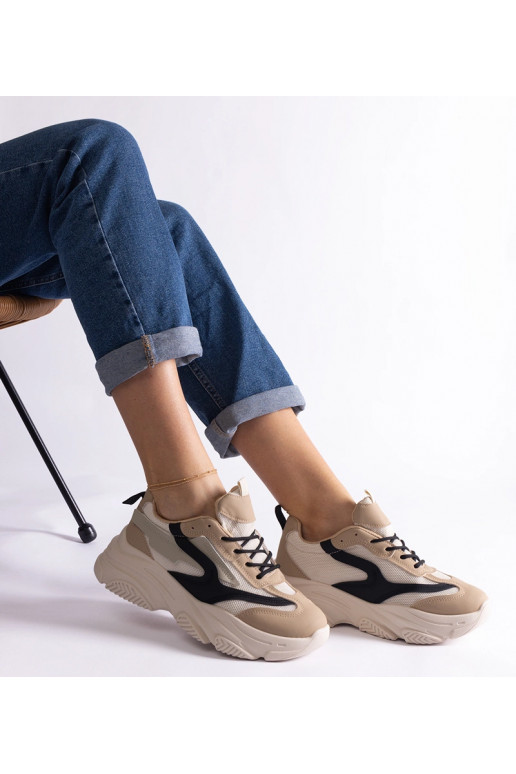 Beżowo-czarne damskie sneakersy Milenka