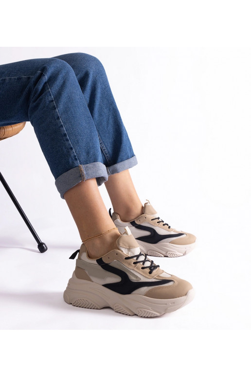 Beżowo-czarne damskie sneakersy Milenka
