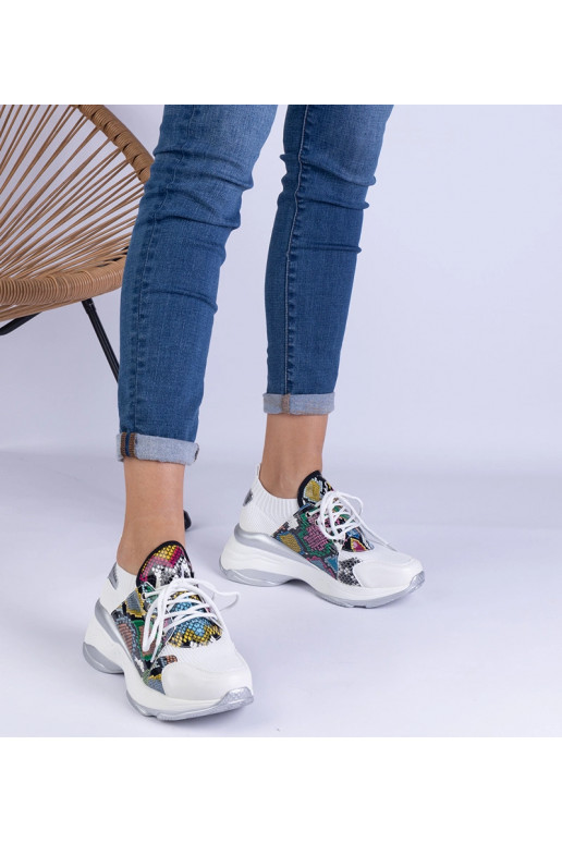 Białe sneakersy sportowe damskie z...