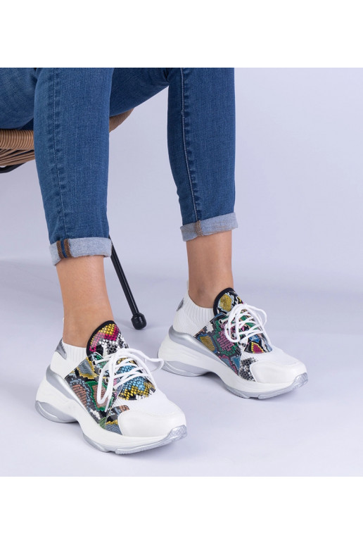 Białe sneakersy sportowe damskie z...