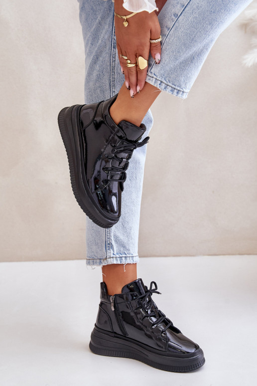 With varnish effect sports shoes with... With varnish effect sports shoes with...