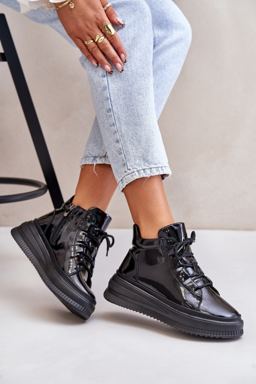 With varnish effect sports shoes with... With varnish effect sports shoes with...