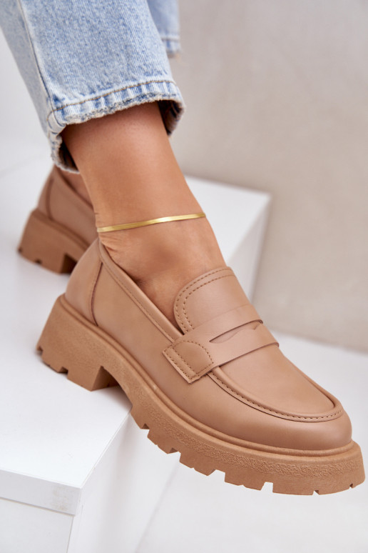 Ladies Moccasins Made Of Eco Leather Beige Sendall