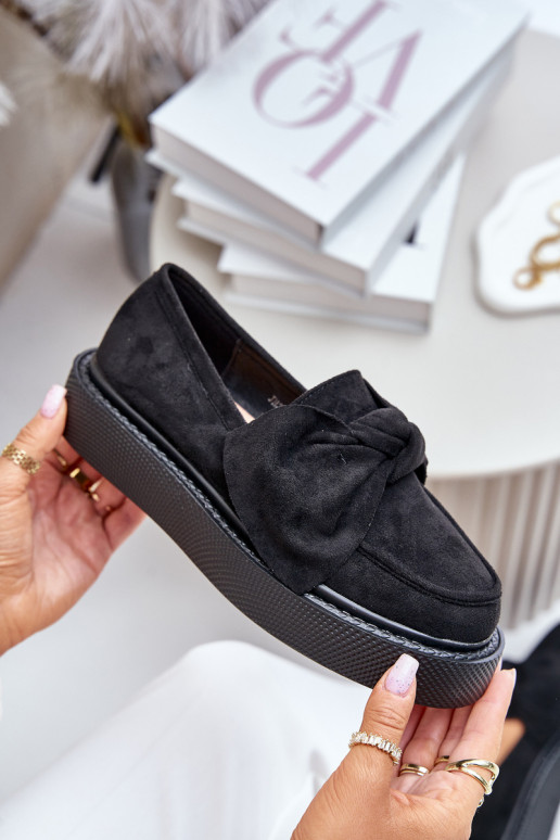 Women's Platform Moccasins with Bow...