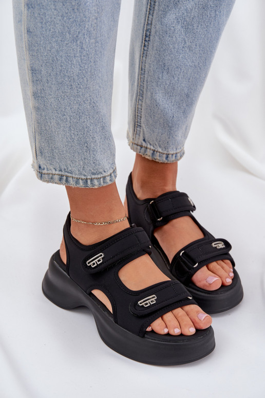 Fabric Lightweight Platform Sandals Black Deniffia Fabric Lightweight Platform Sandals Black Deniffia