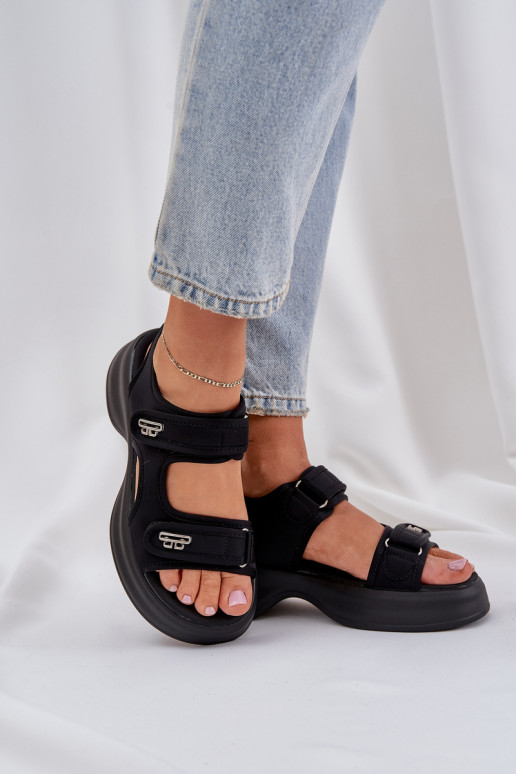 Fabric Lightweight Platform Sandals Black Deniffia Fabric Lightweight Platform Sandals Black Deniffia