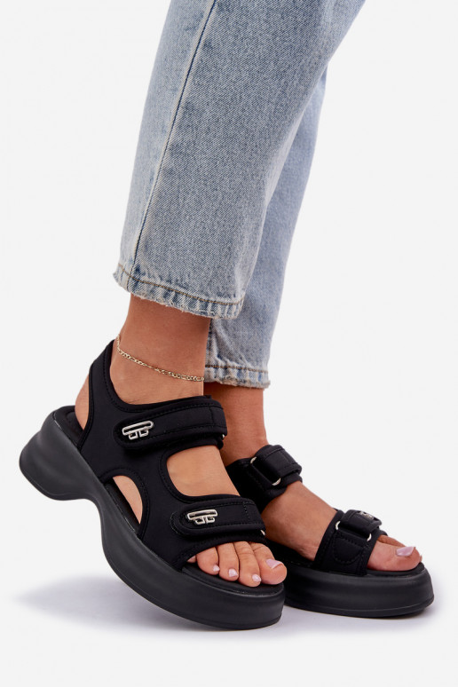 Fabric Lightweight Platform Sandals Black Deniffia Fabric Lightweight Platform Sandals Black Deniffia