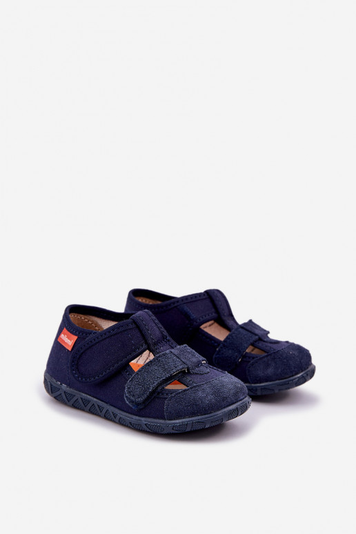 Children's Slippers Milami With Velcro Dark Blue Reathiana