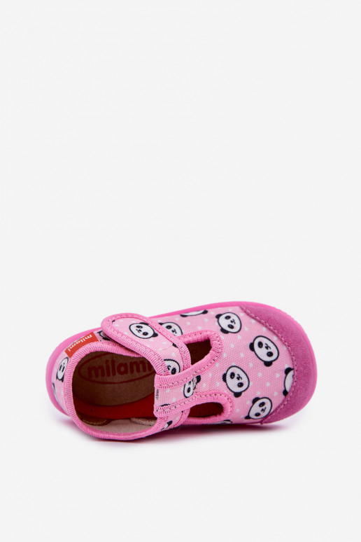 Slippers Milami Children's Elastic With Velcro In Panda Pink Ambette