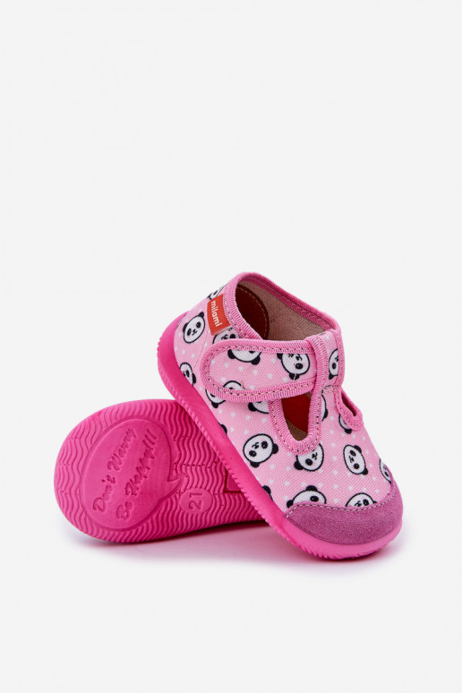 Slippers Milami Children's Elastic With Velcro In Panda Pink Ambette
