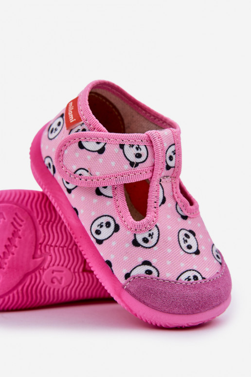 Slippers Milami Children's Elastic With Velcro In Panda Pink Ambette