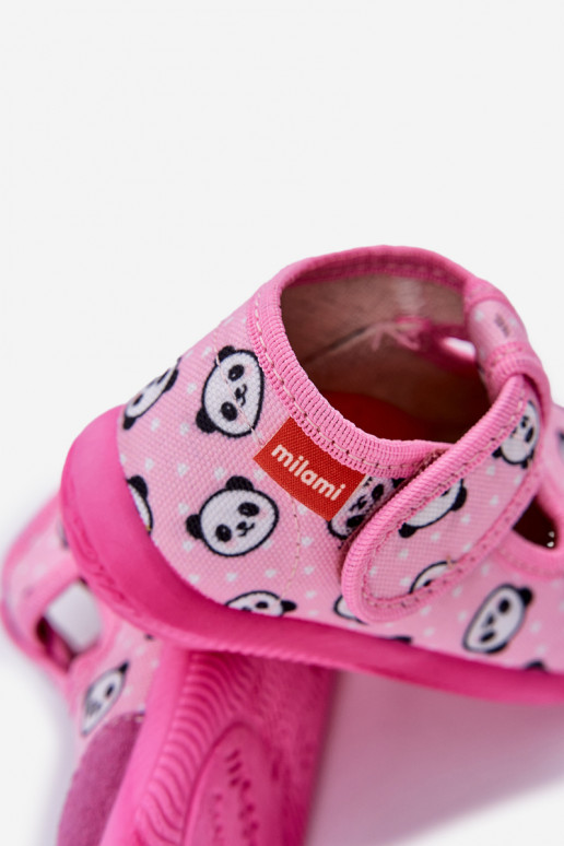 Slippers Milami Children's Elastic With Velcro In Panda Pink Ambette