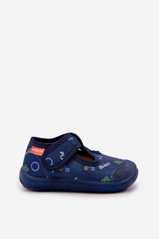 Kids Slippers Milami Elastic With Velcro Navy Ambette