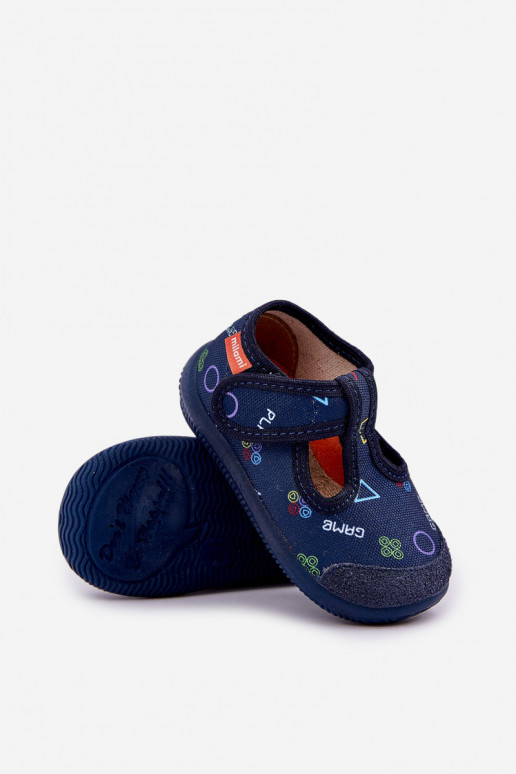 Kids Slippers Milami Elastic With Velcro Navy Ambette