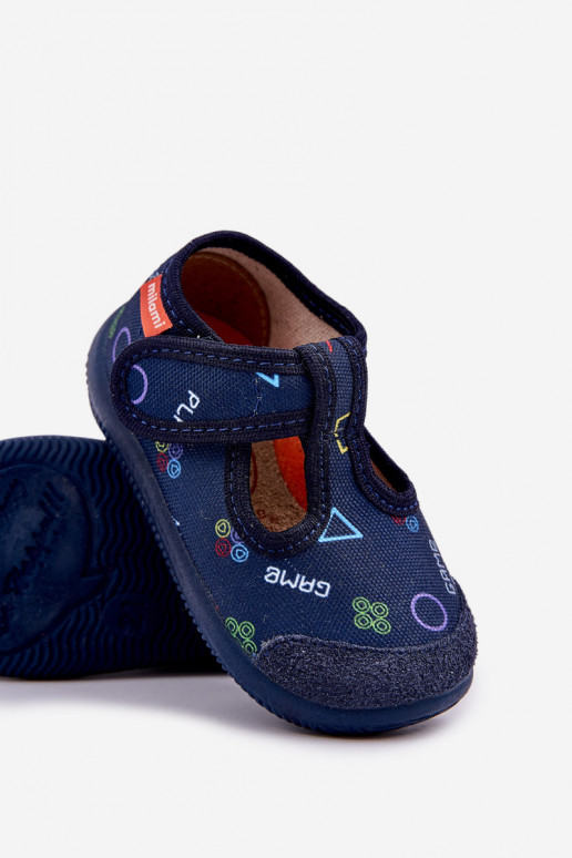 Kids Slippers Milami Elastic With Velcro Navy Ambette