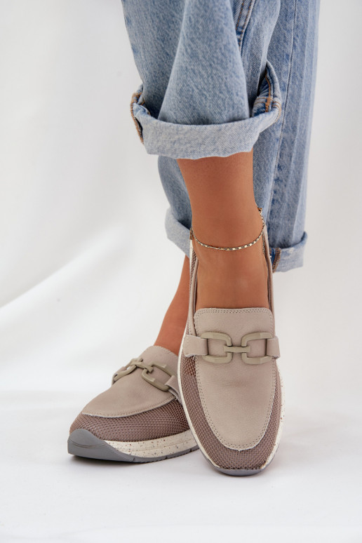 Ladies Leather Moccasins D&A TW210 Gray