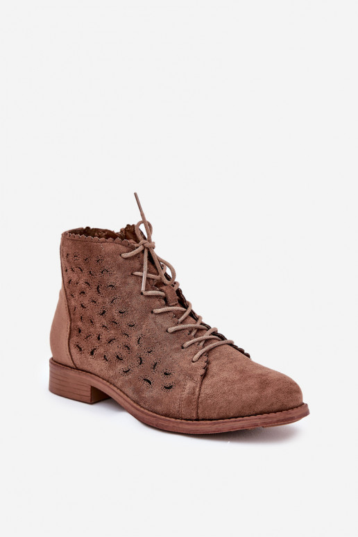 Low Ankle Boots With Perforated Pattern S.Barski HY51-185 Brown Low Ankle Boots With Perforated Pattern S.Barski HY51-185 Brown