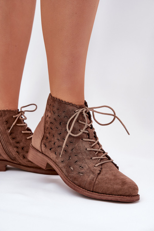 Low Ankle Boots With Perforated Pattern S.Barski HY51-185 Brown Low Ankle Boots With Perforated Pattern S.Barski HY51-185 Brown