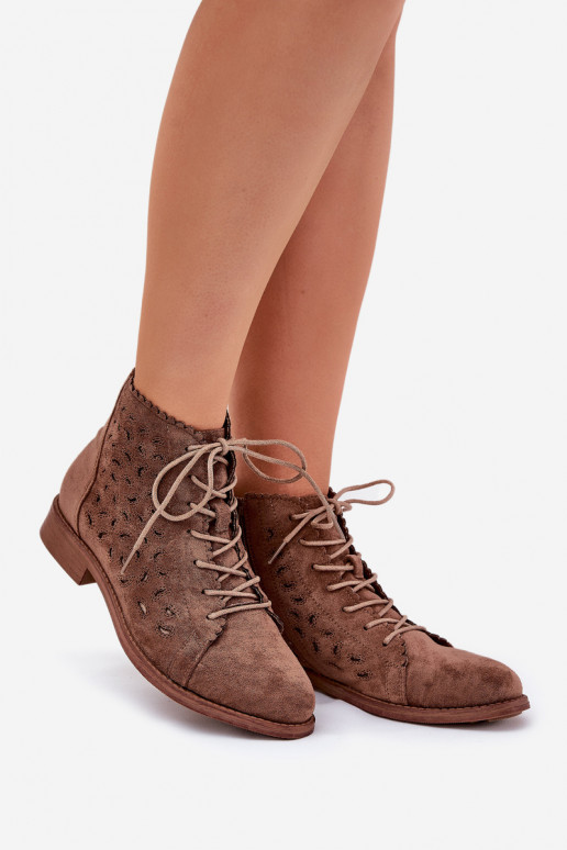 Low Ankle Boots With Perforated Pattern S.Barski HY51-185 Brown Low Ankle Boots With Perforated Pattern S.Barski HY51-185 Brown