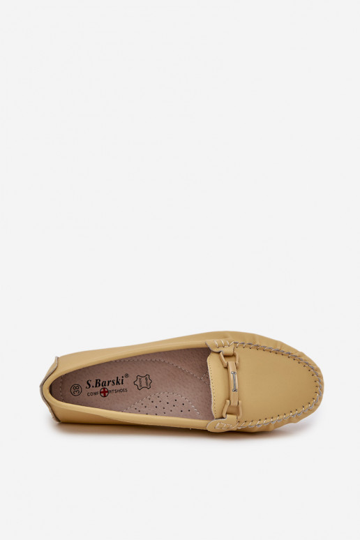Flat Leather Moccasins With Decoration S.Barski LR51-547 Yellow Flat Leather Moccasins With Decoration S.Barski LR51-547 Yellow