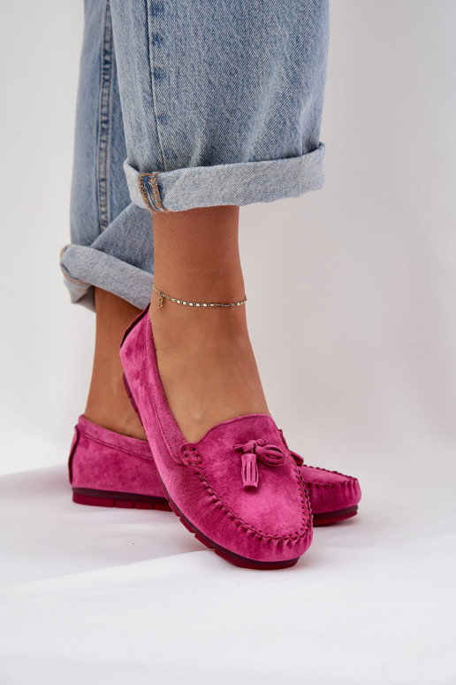 Women's Flat Classic Suede Moccasins S.Barski LR51-548 Fuchsia Women's Flat Classic Suede Moccasins S.Barski LR51-548 Fuchsia