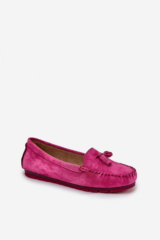 Women's Flat Classic Suede Moccasins S.Barski LR51-548 Fuchsia Women's Flat Classic Suede Moccasins S.Barski LR51-548 Fuchsia
