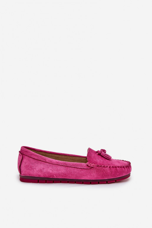Women's Flat Classic Suede Moccasins S.Barski LR51-548 Fuchsia Women's Flat Classic Suede Moccasins S.Barski LR51-548 Fuchsia