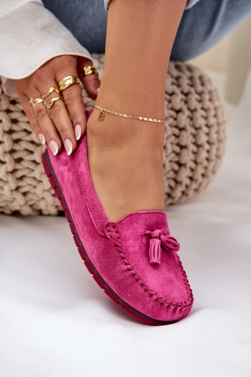 Women's Flat Classic Suede Moccasins S.Barski LR51-548 Fuchsia Women's Flat Classic Suede Moccasins S.Barski LR51-548 Fuchsia