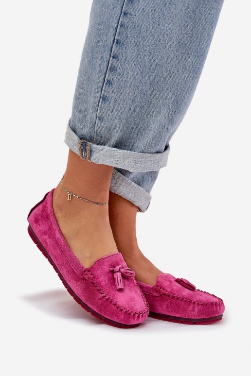 Women's Flat Classic Suede Moccasins S.Barski LR51-548 Fuchsia Women's Flat Classic Suede Moccasins S.Barski LR51-548 Fuchsia