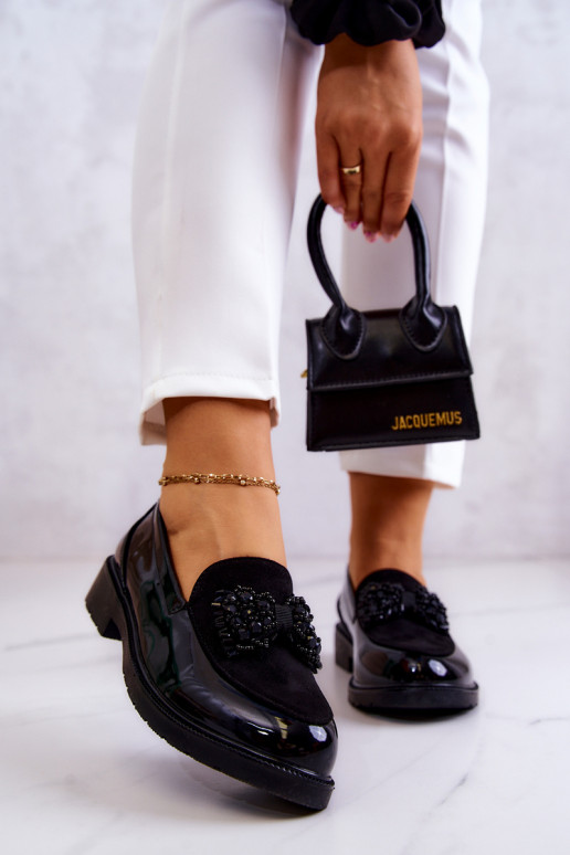 Elegant Lacquered Loafers Loafers Black Belize