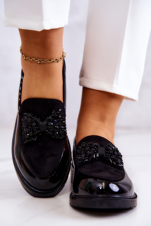 Elegant Lacquered Loafers Loafers Black Belize