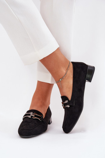 Moccasins With Decoration On A Delicate Heel Eco Suede Black Pillitha