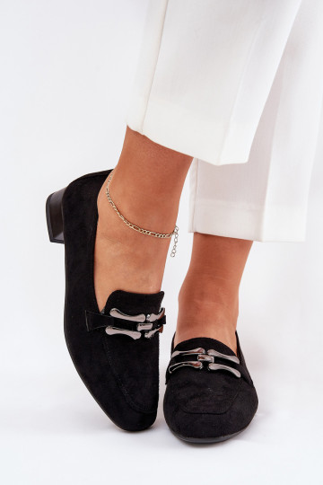Moccasins With Decoration On A Delicate Heel Eco Suede Black Pillitha 2