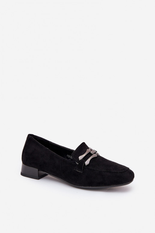 Moccasins With Decoration On A Delicate Heel Eco Suede Black Pillitha