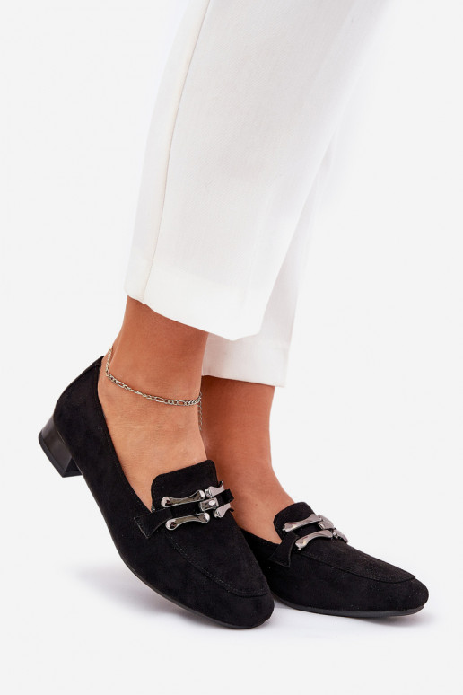 Moccasins With Decoration On A Delicate Heel Eco Suede Black Pillitha