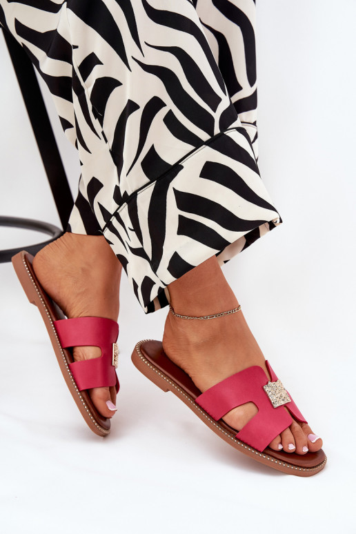 Flat Sandals With Cutouts And Decoration Fuchsia Bohalis