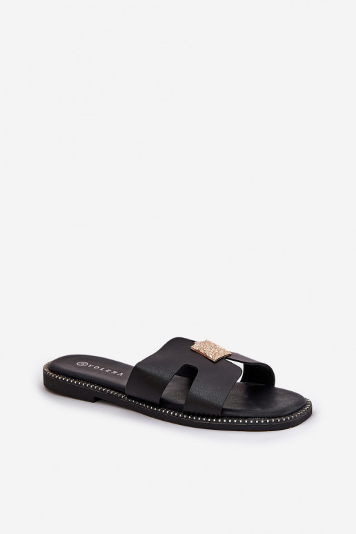Flat Sandals With Cutouts And Decoration Black Bohalis