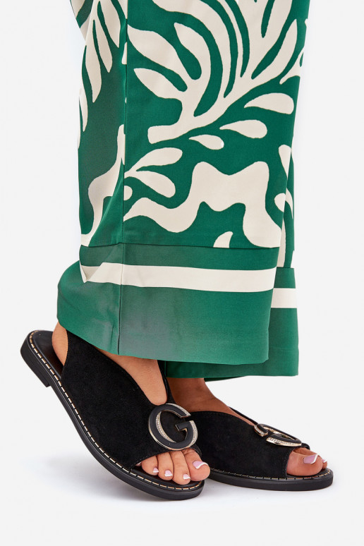 Płaskie Sandały Z Ozdobą Czarne Haliones Płaskie Sandały Z Ozdobą Czarne Haliones